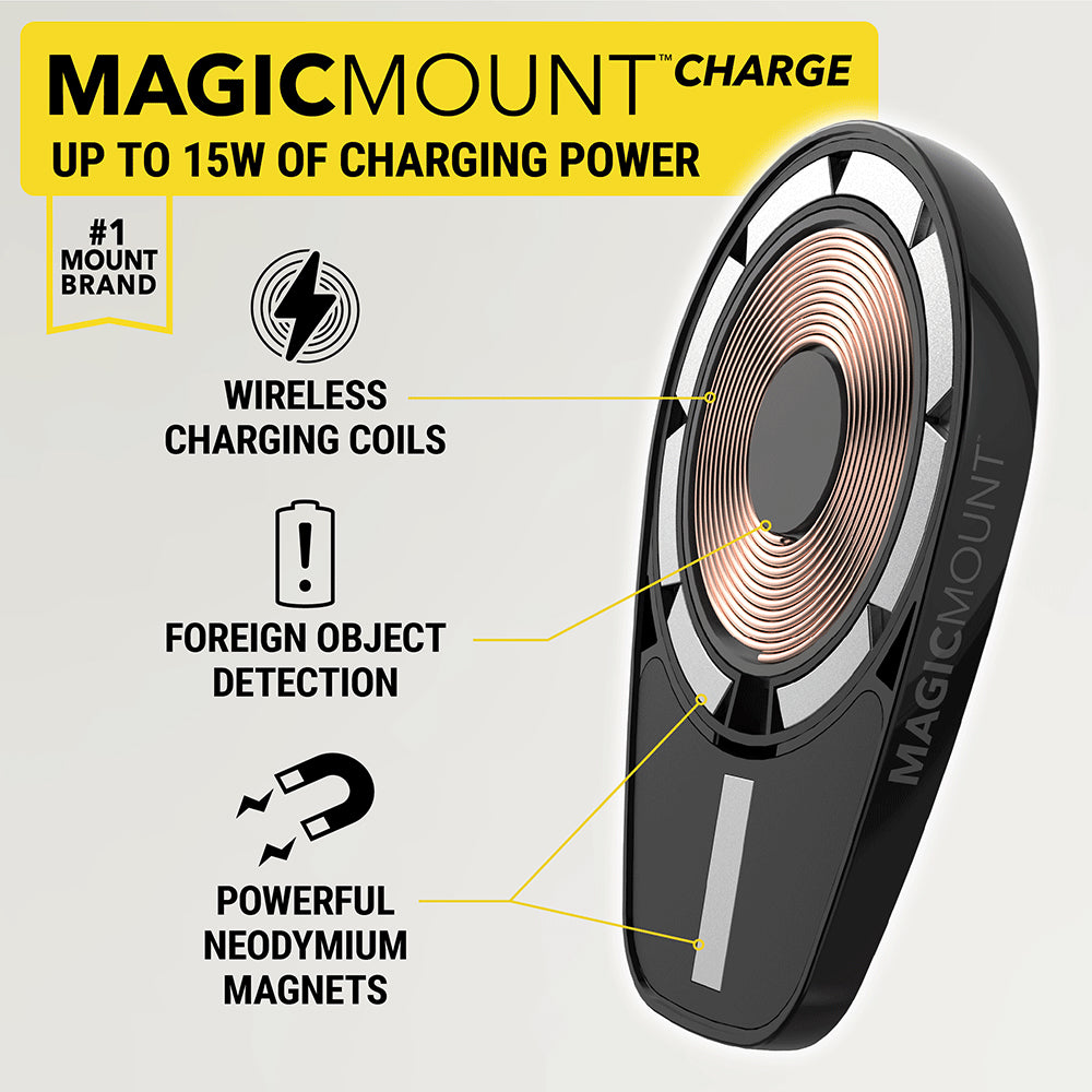 Scosche MPQ6DV-SP Magnetic Dash/Vent Mount Holder 15W Wireless Fast Car Charger Phone Stand