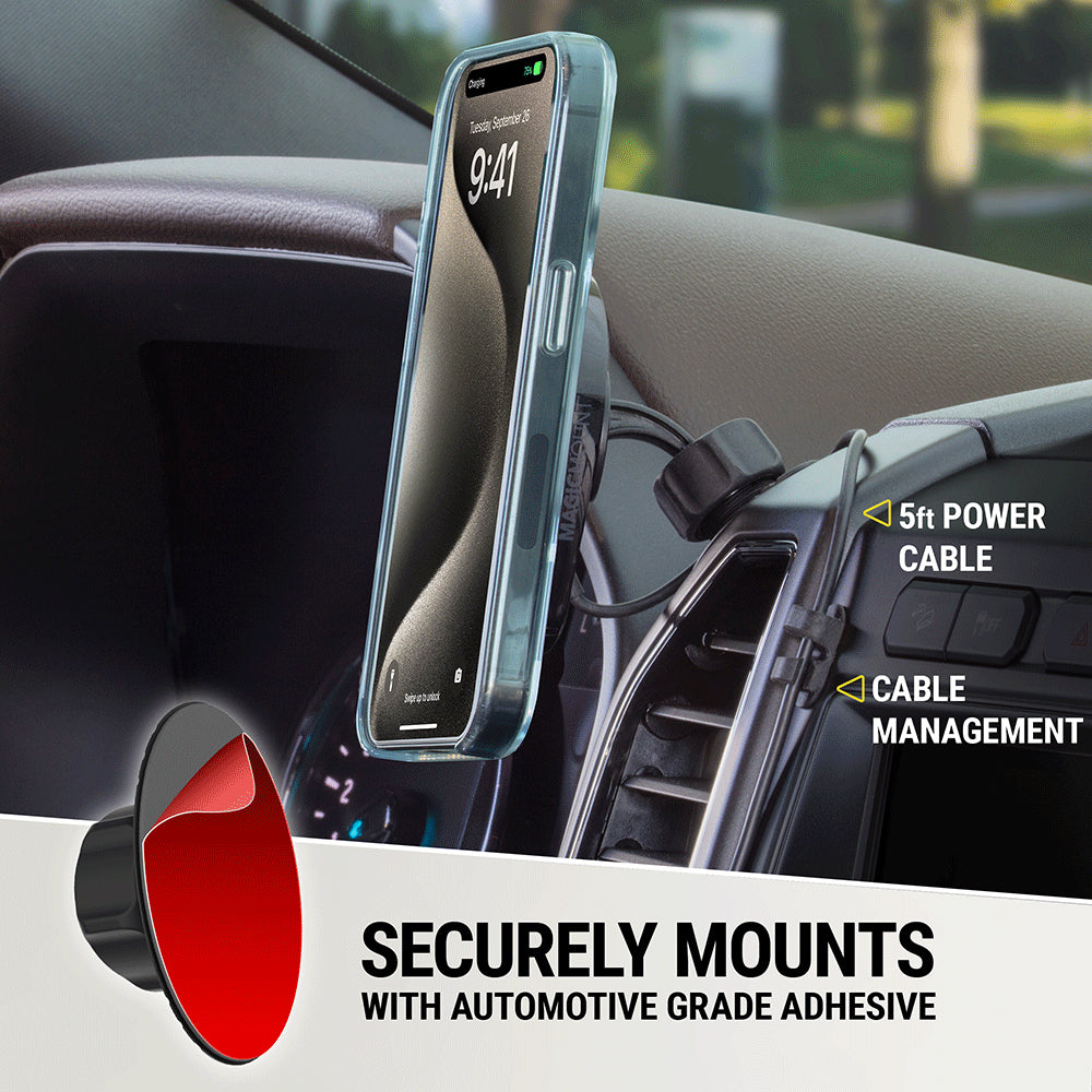 Scosche MPQ6DV-SP Magnetic Dash/Vent Mount Holder 15W Wireless Fast Car Charger Phone Stand