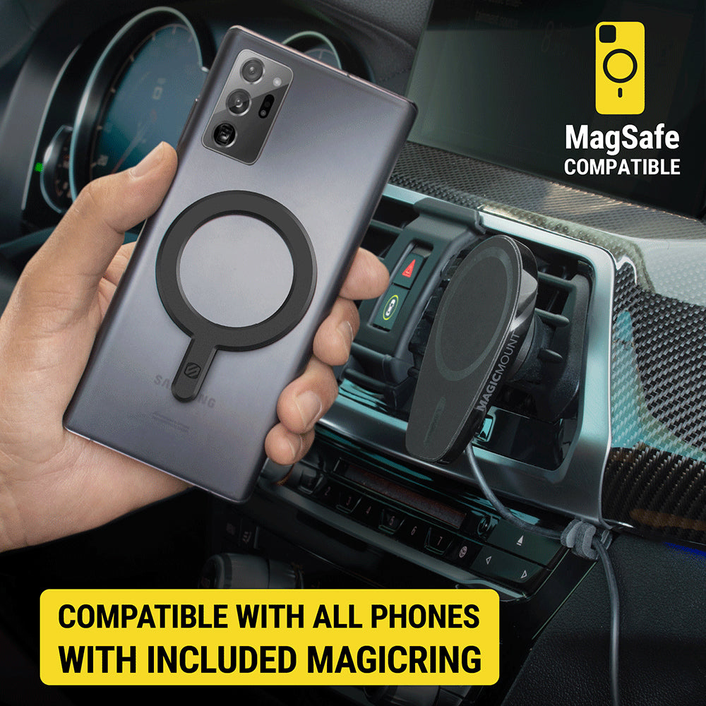 Scosche MPQ6DV-SP Magnetic Dash/Vent Mount Holder 15W Wireless Fast Car Charger Phone Stand