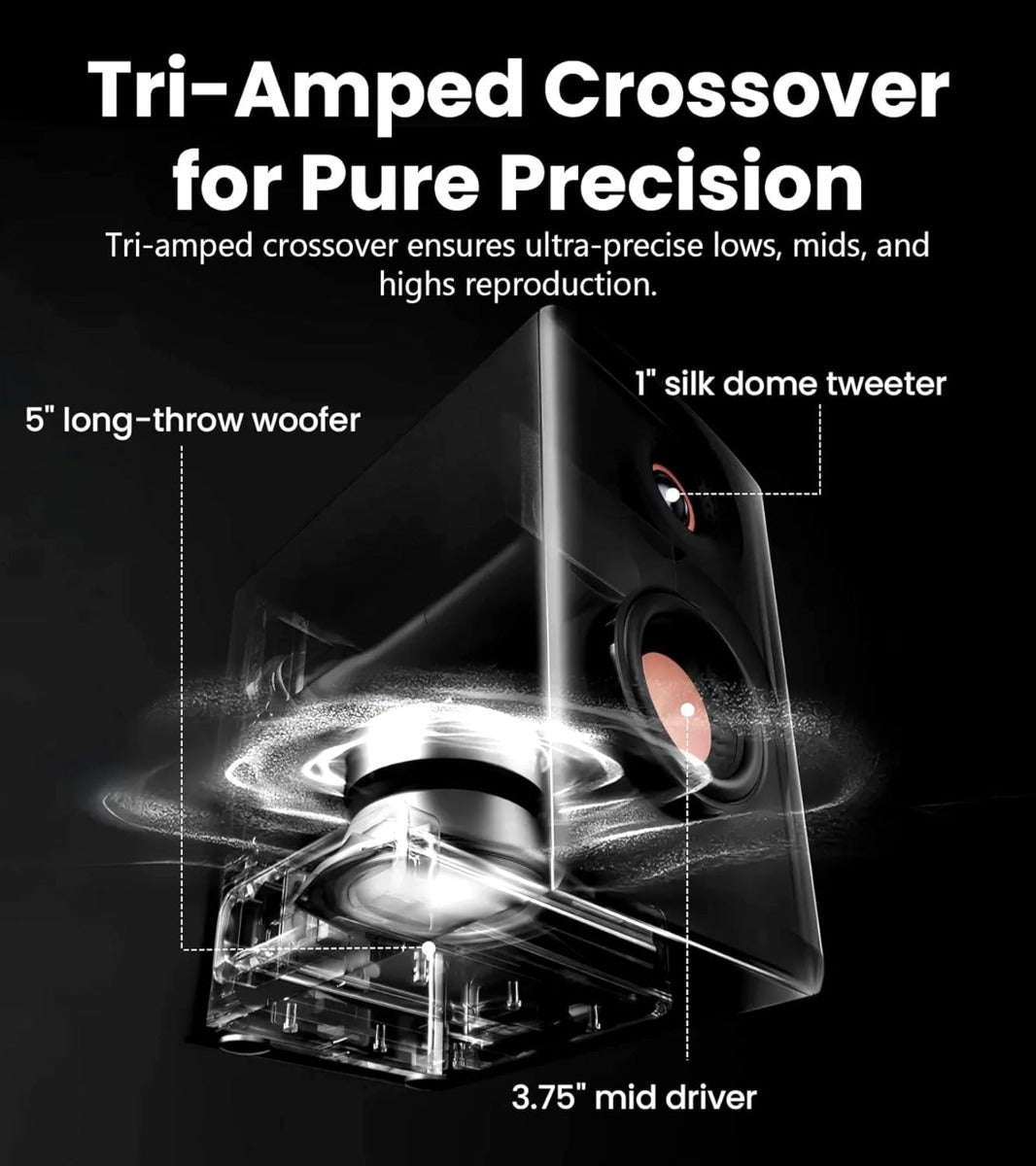 EDIFIER MR5 Tri-amped Powered Studio Monitor Speakers - Black