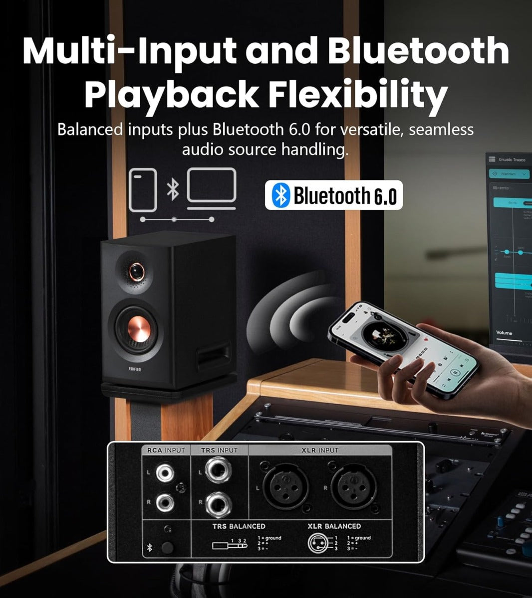 EDIFIER MR5 Tri-amped Powered Studio Monitor Speakers - Black