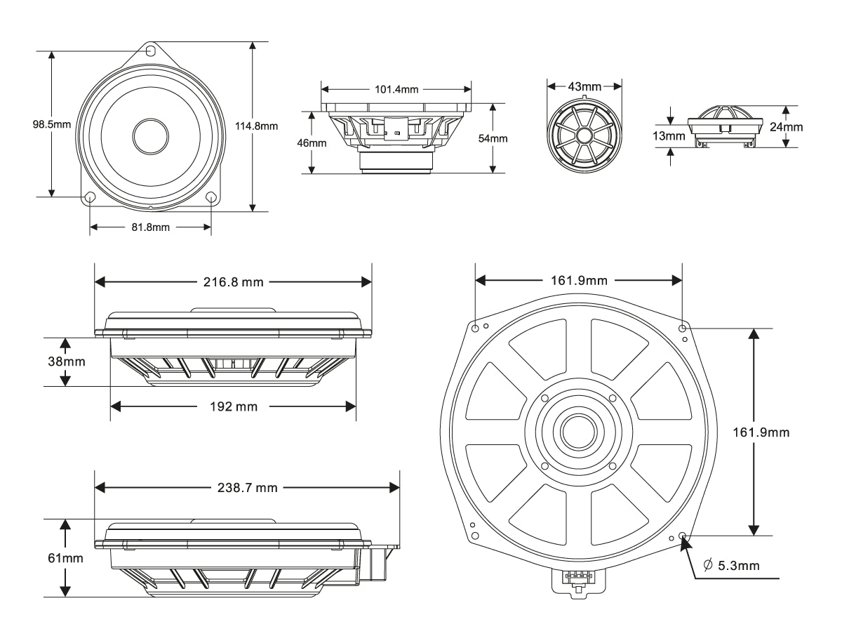 MTX TX6 BMW 3-Way High End Component Speaker Front for BMW E/F-Series and Mini R60/61 MTXTX6BMWE