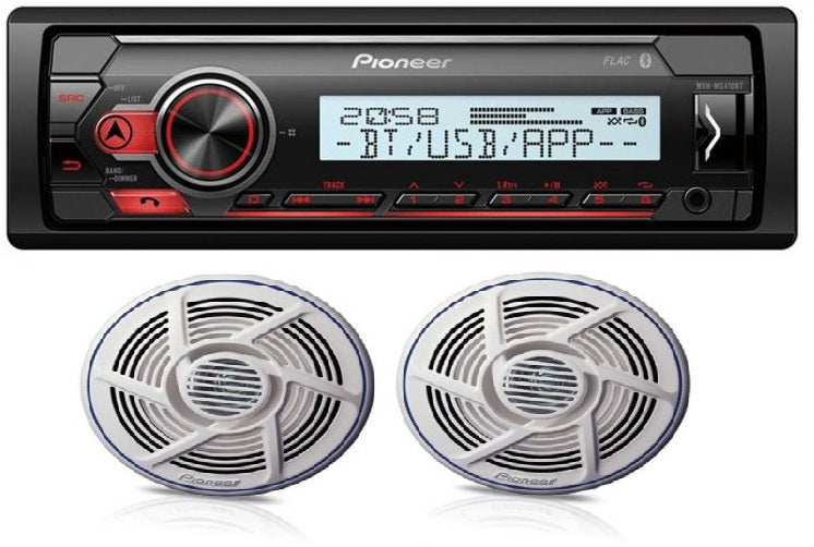 Pioneer MVH-MS410BT + TS-MR1600 Marine Stereo with Bluetooth USB and iPhone Android Control