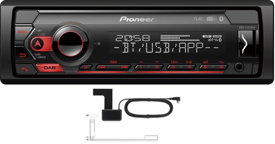 Pioneer MVH-S420DAB USB/iPod Ready, Android, DAB, Aux-input with Bluetooth DAB Antenna