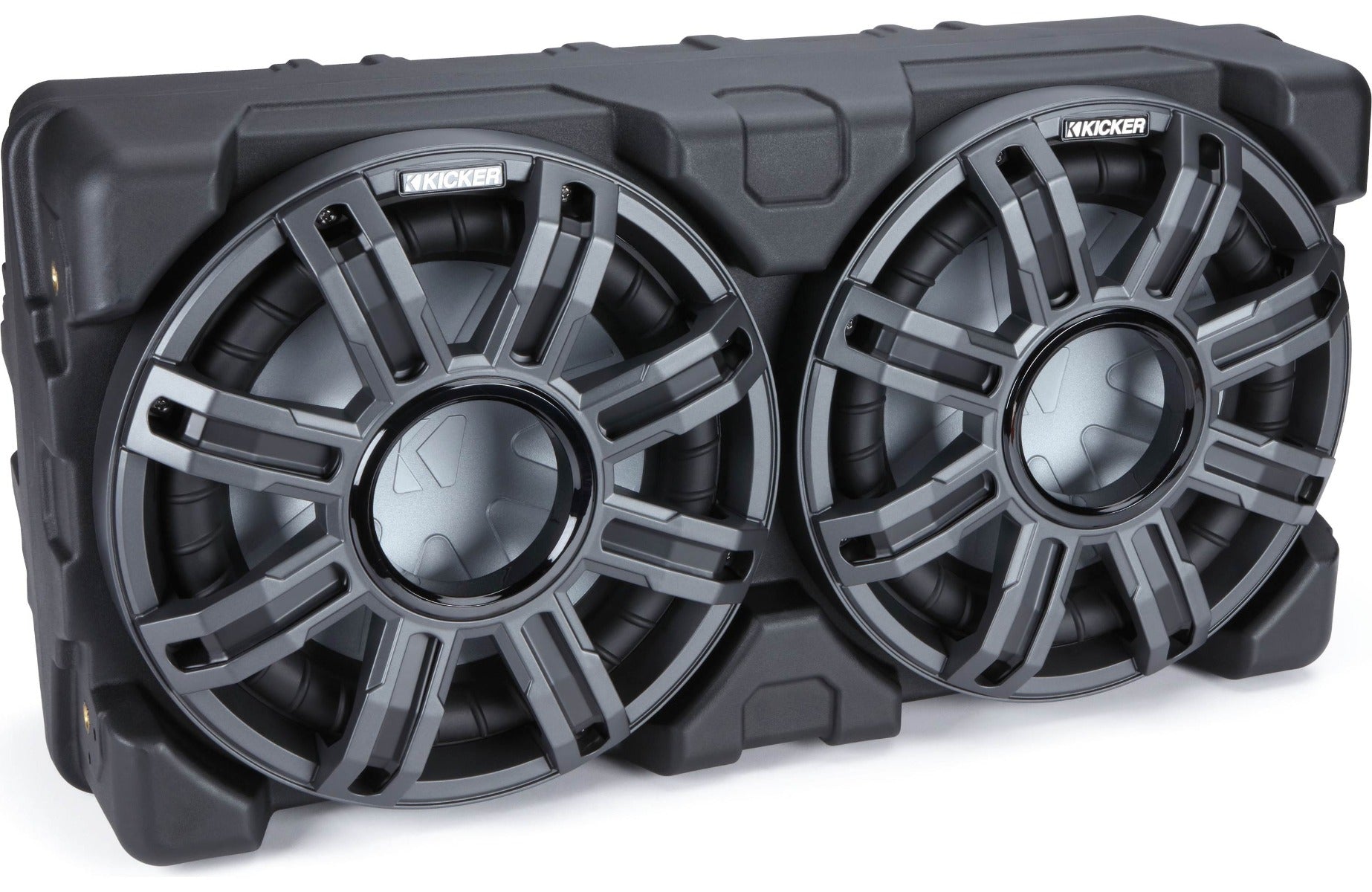 Kicker 51MWLE104 Weatherproof sealed enclosure with one 10" 4-ohm marine subwoofer and one 10" passive speaker
