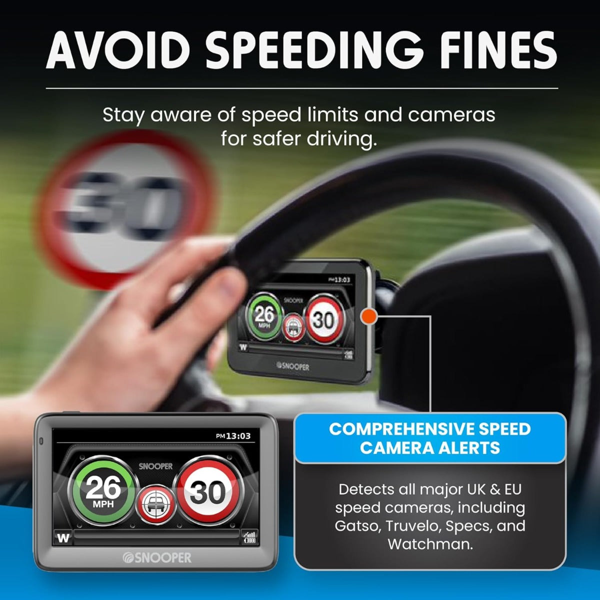 Snooper S5100-MYS XL G2 Speed limits and Speed Camera Alerts