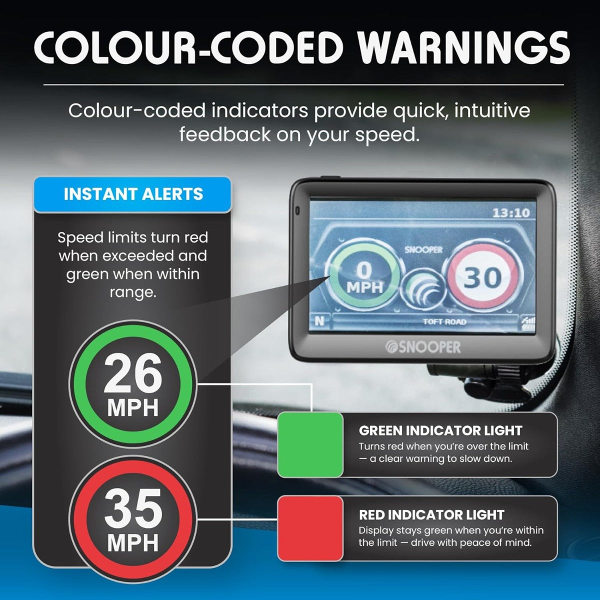Snooper S5100-MYS XL G2 Speed limits and Speed Camera Alerts