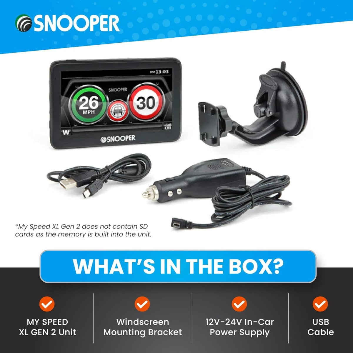 Snooper S5100-MYS XL G2 Speed limits and Speed Camera Alerts