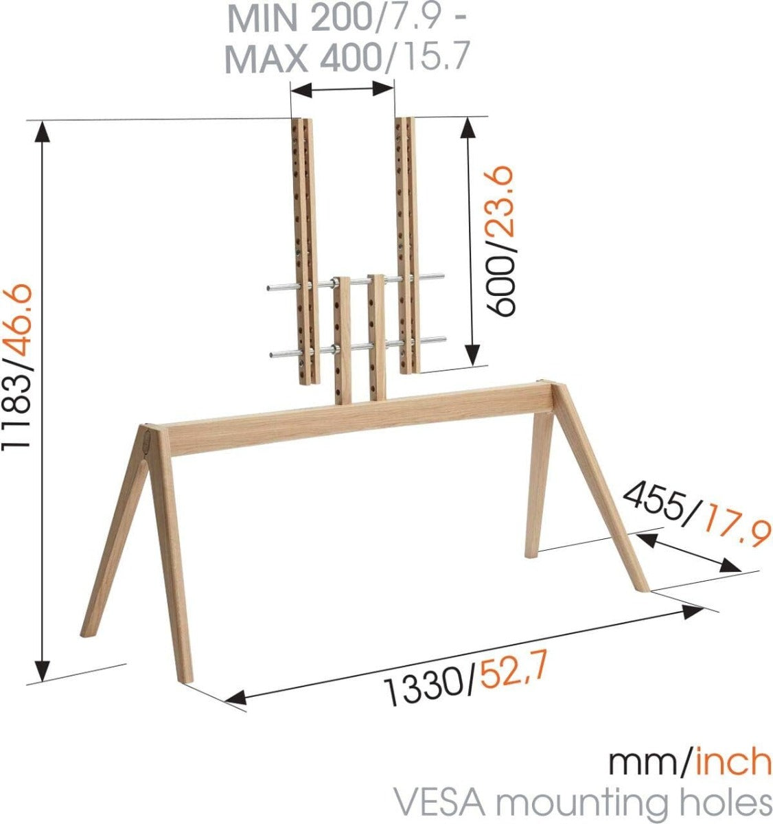 Vogel's NEXT OP2 Scandinavian Design TV floorstand for 55-77 inch TV's, VESA max. 400x400 mm, max. 50kg