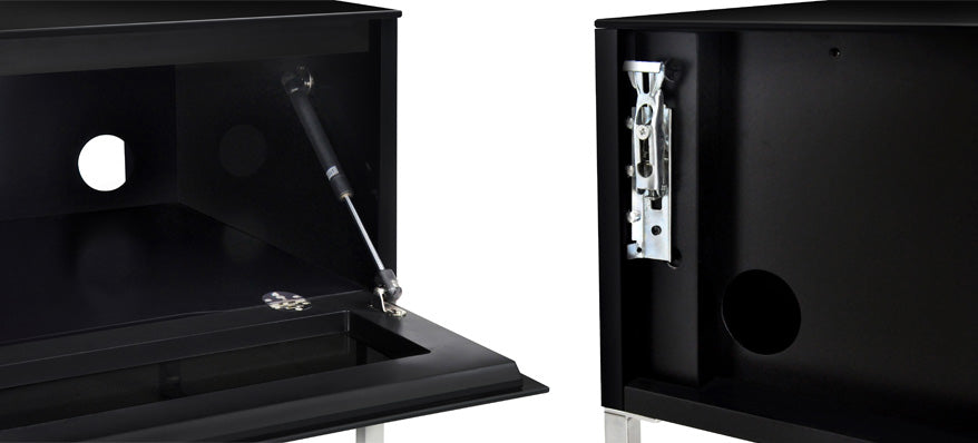 Norstone Khalm 1400 Tv Cabinet with Chrome Stand in Lacquered Black