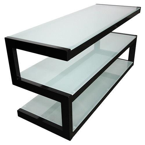 Norstone ESSEAVBF Esse “S” Shaped TV Stand / AV Rack 1100mm Black/Frosted Glass