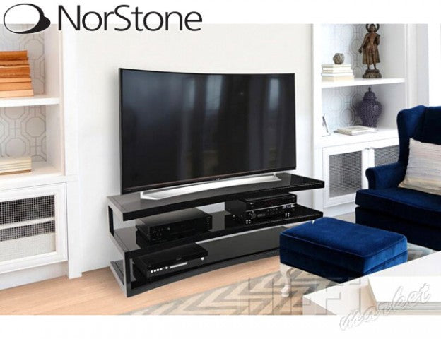 Norstone ESSE Curve Furniture 1500mm Black with Black Glass