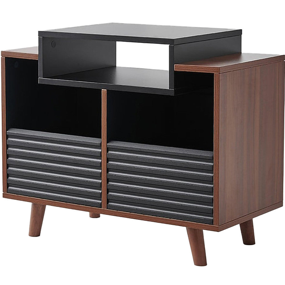 Norstone Oslo 800 Vinyl Storage Cabinet with Turntable Shelf - Black Walnut