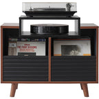 Norstone Oslo 800 Vinyl Storage Cabinet with Turntable Shelf - Black Walnut