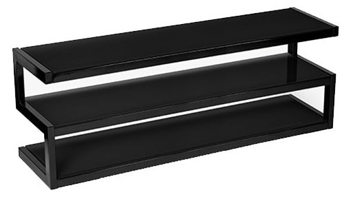 Norstone ESSEAVBK Esse “S” Shaped TV Stand / AV Rack 1100mm Black with Black Glass