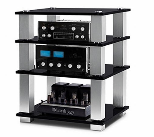 Norstone SQUARE HiFi 4 shelf TV/ HI-FI Stand Black Finish NORSQUABBKP