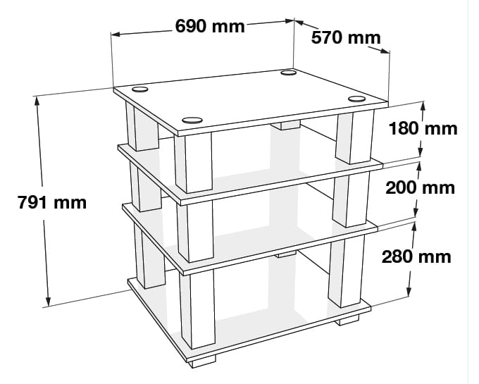 Norstone SQUARE HiFi 4 shelf TV/ HI-FI Stand Black Finish NORSQUABBKP