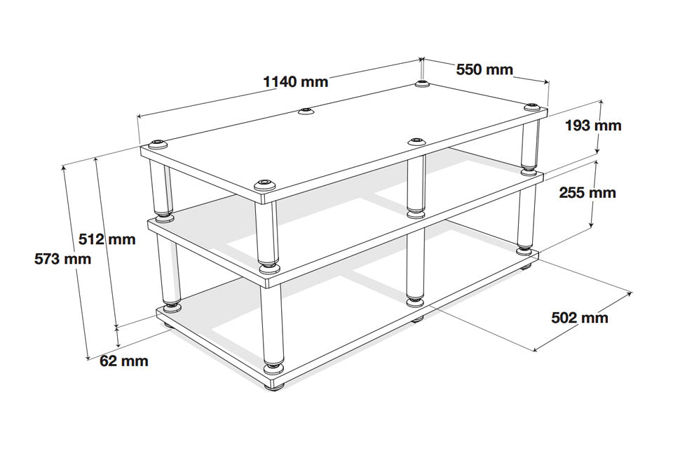 Norstone STABBL 3 Shelf Premium TV Hi-Fi Rack in Satin Black