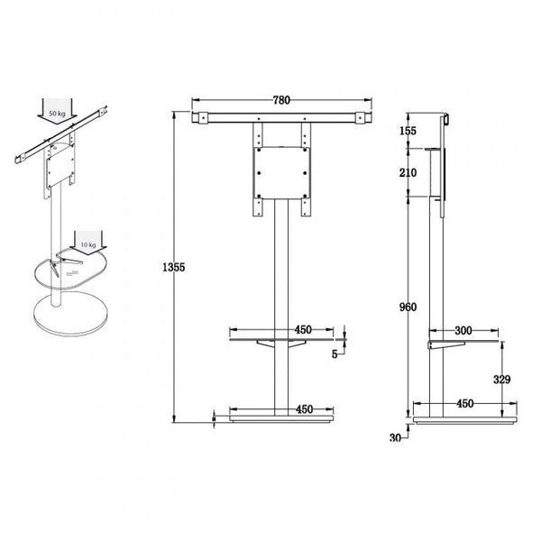 Norstone Tiblen SB Technical TV Mount in Black/Silver