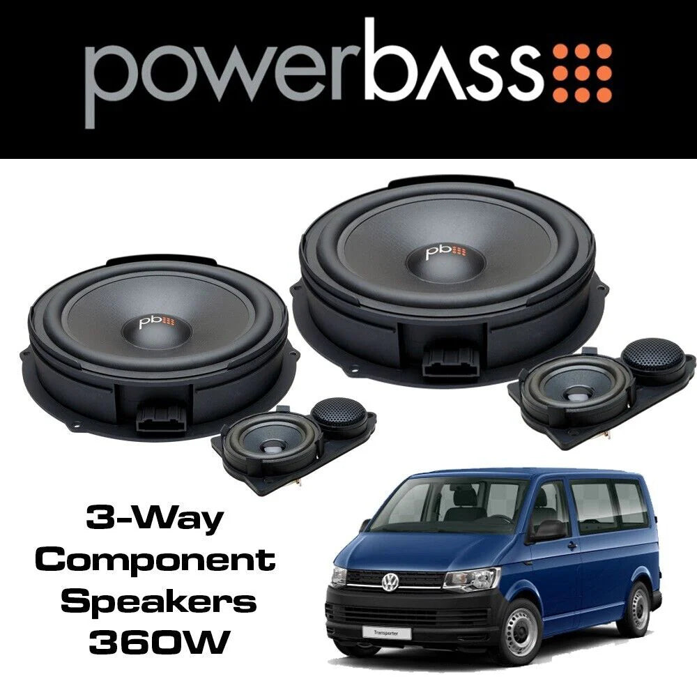 Powerbass OE83T5-VW 8" 3-Way OEM Replacement Component Speaker Upgrade For VW Transporter T5 T5.1