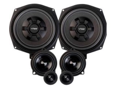 Vibe OPTISOUNDBMW BMW 8" Underseat Car Subs & 4" Front Door Component Speaker Upgrade Kit