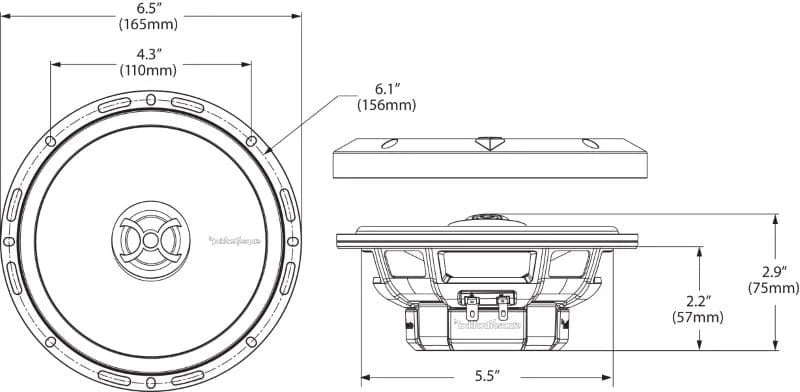 Rockford Fosgate R165X3 - 6-1/2 inch 3-way Prime Series Euro Fit Speakers w/ Grilles