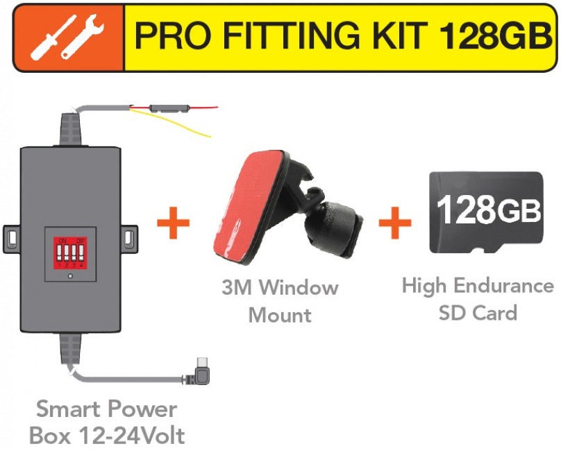 Mio PFK128 Pro Fitting Kit Smart Power Box Window Mount 128GB Memory Card For Mivue Unit