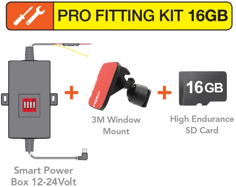 Mio PFK16 Pro Fitting Kit Smart Power Box Window Mount 16GB Memory Card For Mivue Unit