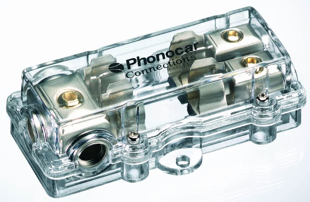 Phonocar 4/487 2-Way AGU Fuse Holder 3 x 4AWG input and 2 x 8AWG output