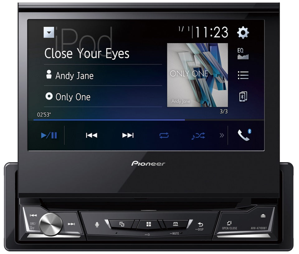 Pioneer AVH-A7100BT + ND-BC9 Multimedia 7" Flip Out Motorised Screen, Bluetooth