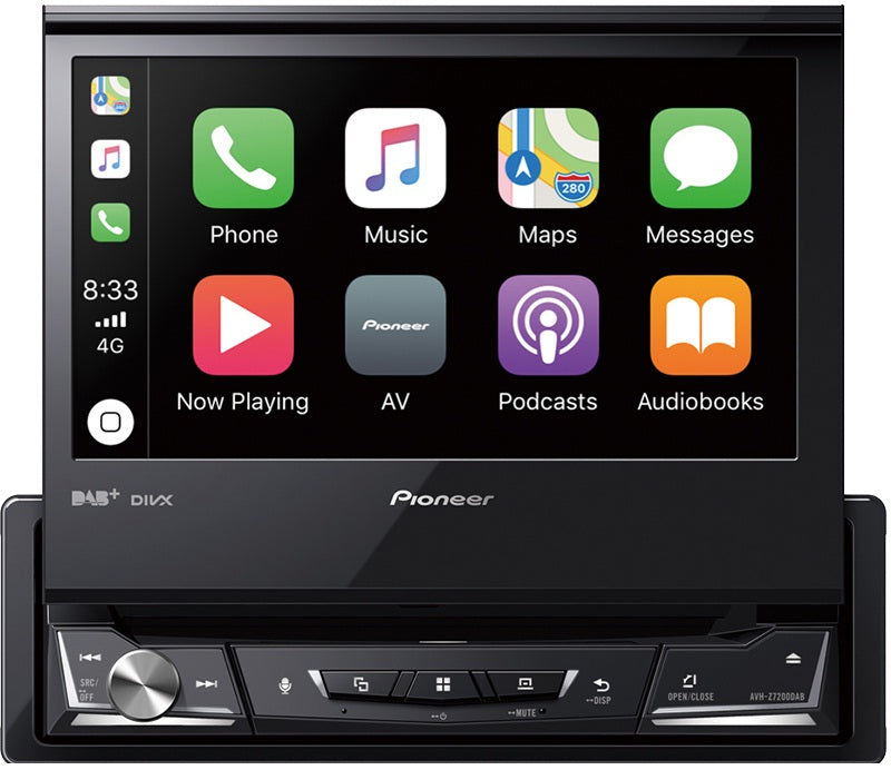 Pioneer AVH-Z7200DAB Multimedia 7" Flip Out Motorised Screen, DAB+ Bluetooth Apple CarPlay Android Auto + DAB Aerial