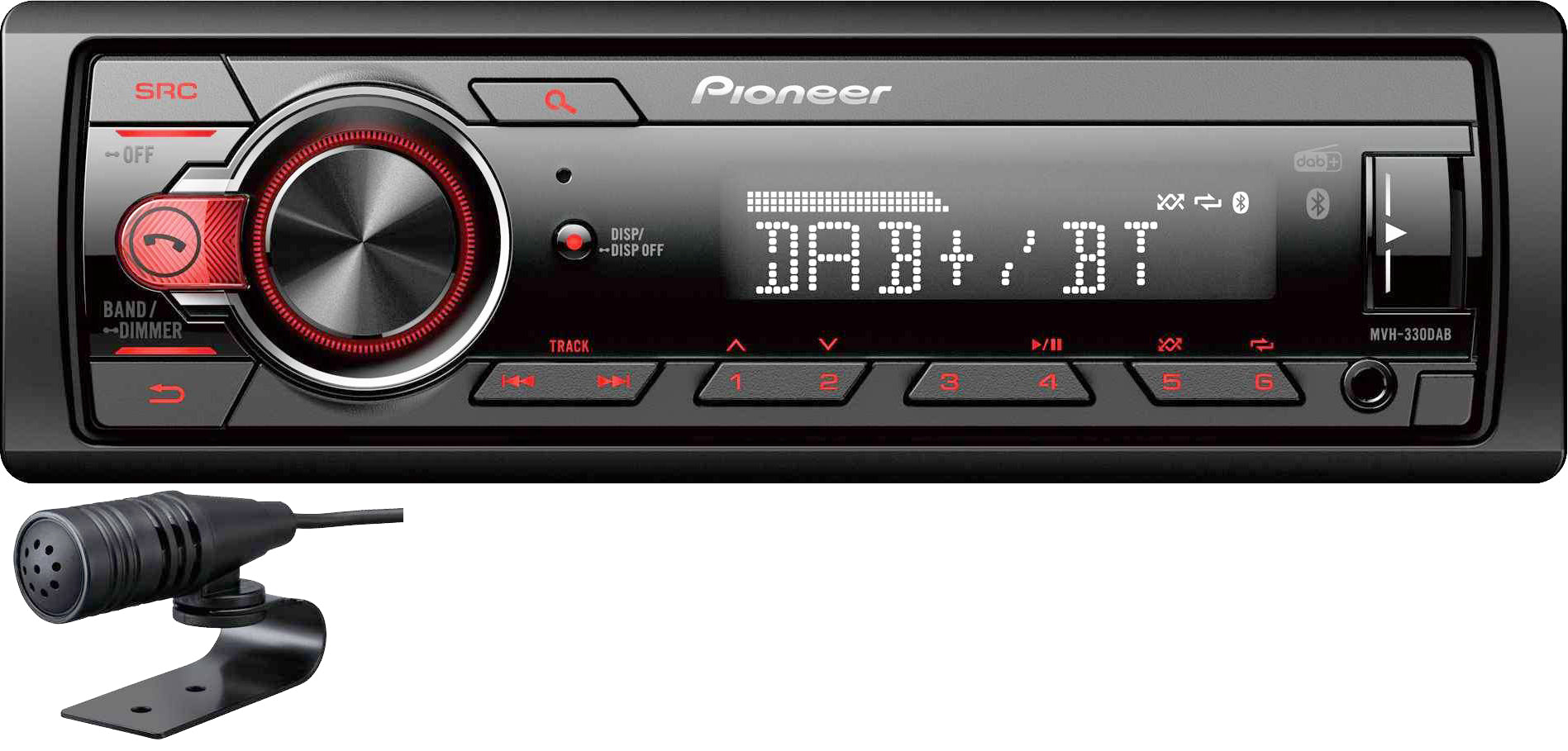 Pioneer MVH-330DAB USB/iPod Ready, Android, DAB, Aux-input with Bluetooth DAB Antenna