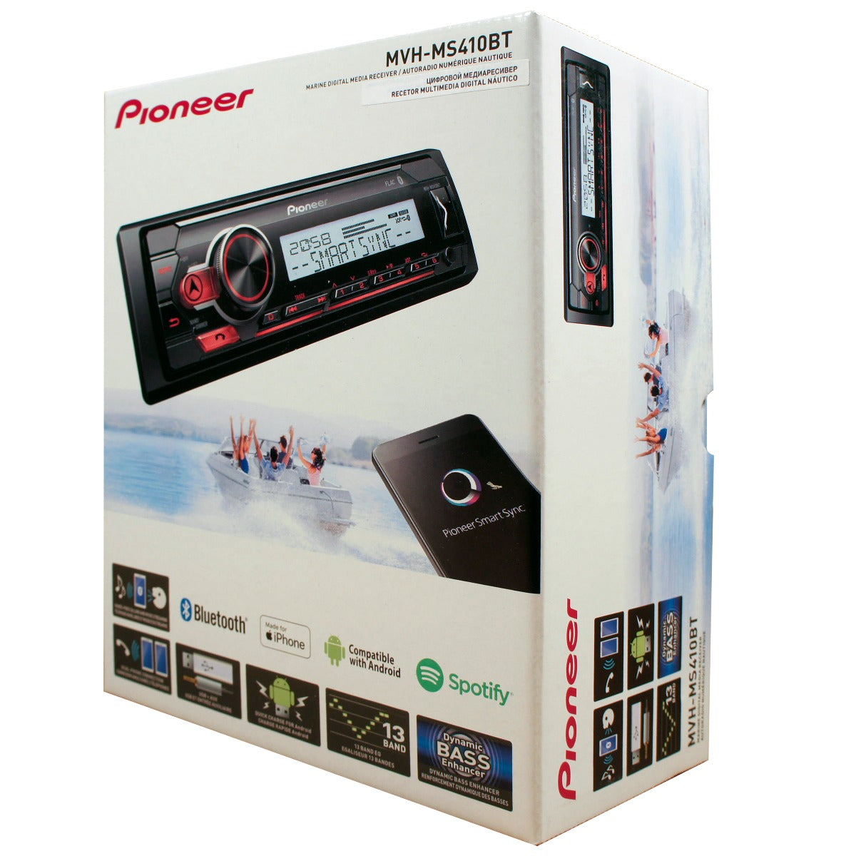 Pioneer MVH-MS410BT Marine Stereo with Bluetooth USB and iPhone Android Control