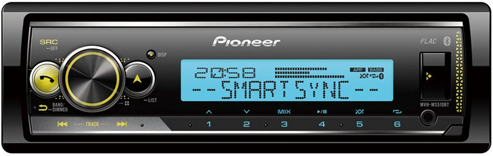 Pioneer MVH-MS510BT Marine Stereo with Bluetooth USB and iPhone Android Control + Pioneer TS-MR1600 Marine Speakers