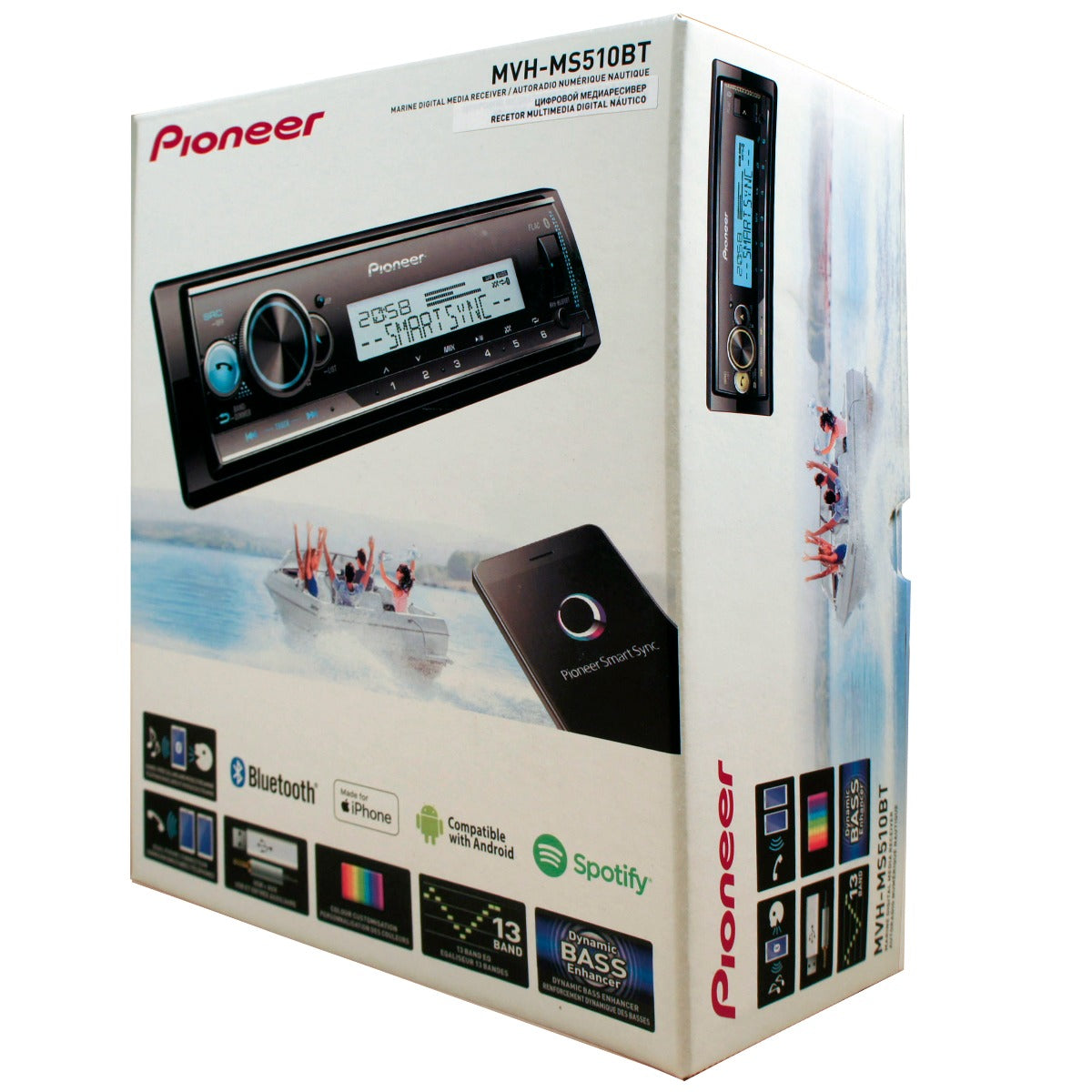 Pioneer MVH-MS510BT Marine Stereo Bluetooth USB and iPhone Android Control