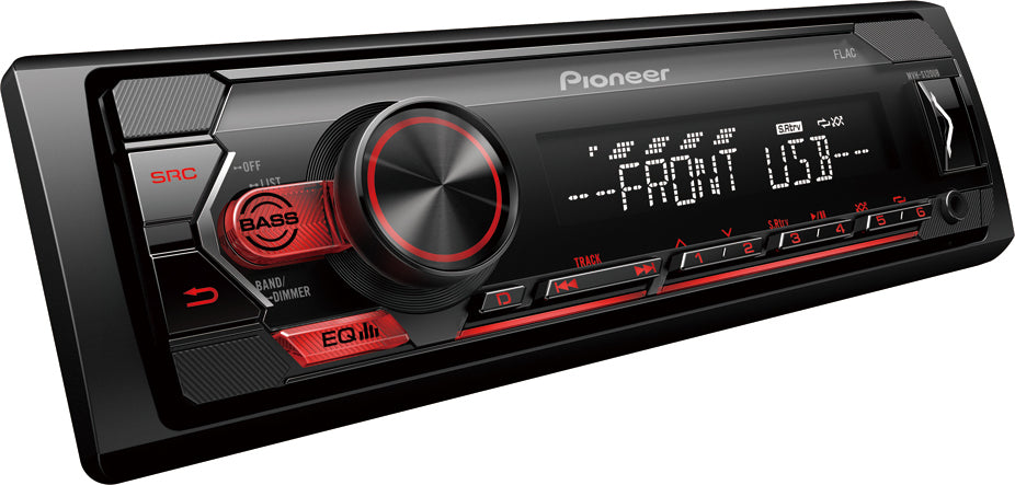 Pioneer MVH-S120UB Mechless Car Stereo RDS tuner with USB and AUX in Red Illumination