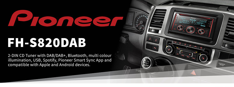 Pioneer FH-S820DAB Double DIN CD Tuner with DAB/DAB+, Bluetooth, Multi Colour Illumination, USB, Spotify