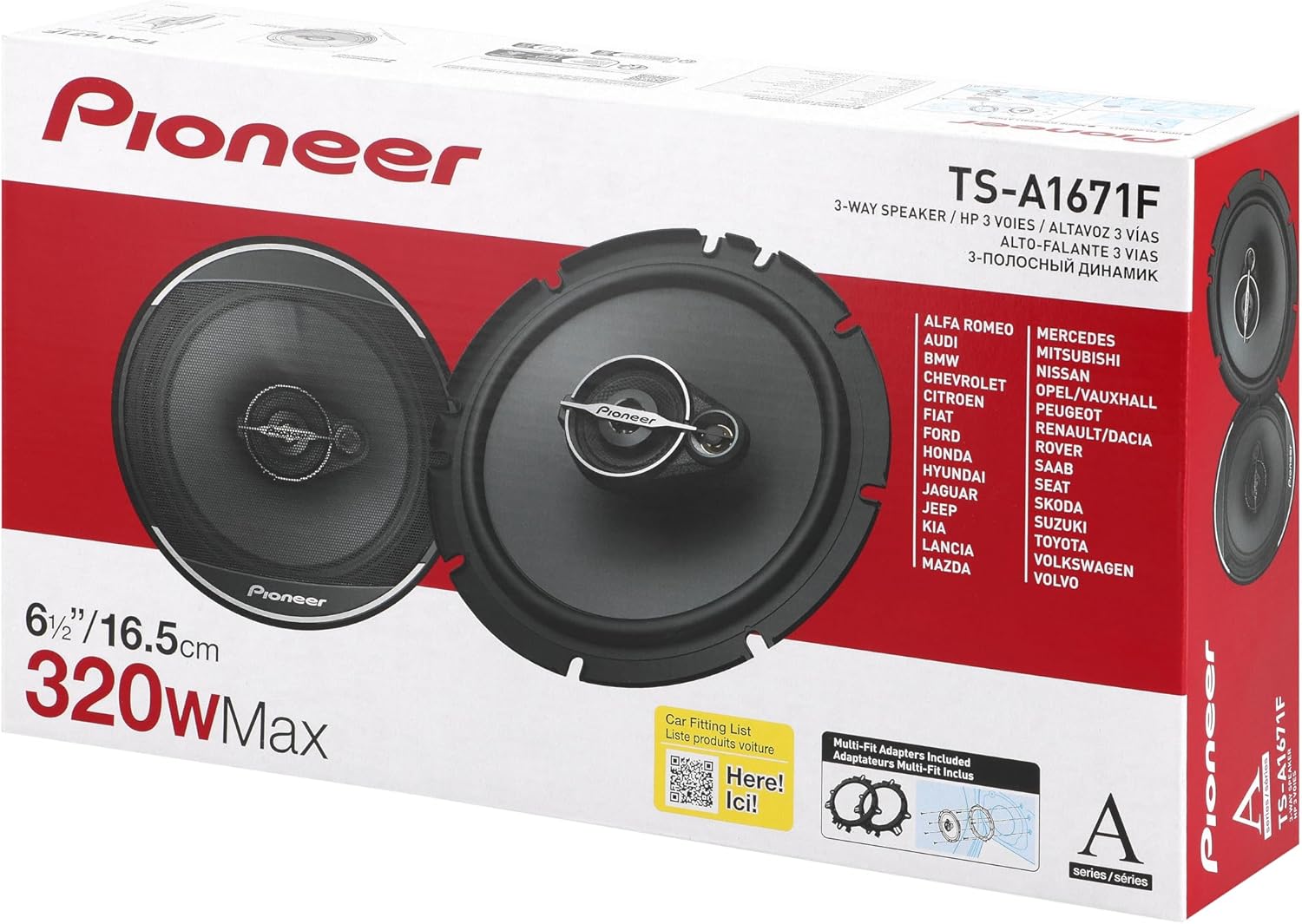 Pioneer TS-A1671F 16.5cm 3-way Speakers 70W RMS 320W Peak