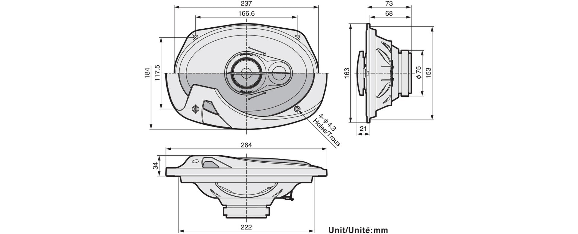 Pioneer TS-R6951S 6 x 9" 3-Way 400w Speakers