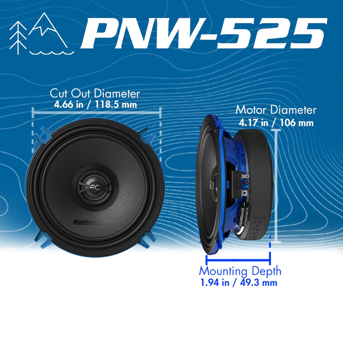 AudioControl PNW525 PNW Series 5.25" 50 Watt (RMS) High-Fidelity Coaxial Speakers (Pair)
