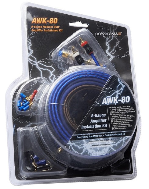 Powerbass AWK-80-4 8-Gauge A/S Complete 4-Channel Amplifier Wiring Kit
