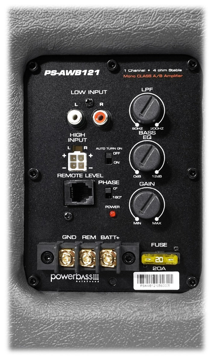PowerBass PS-AWB101 10" Amplified 175W RMS Bass Reflex Sub in custom Enclosure