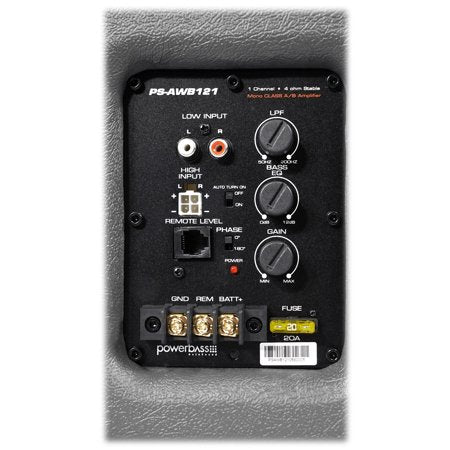 PowerBass PS-AWB121T 12" Amplified 200W RMS Bass Reflex Sub in custom Enclosure