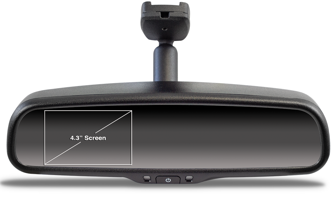 PARKSAFE PS5008 - 4.3 Inch Slim line Stalk Mirror Monitor w/ Adhesive Fitting Kit