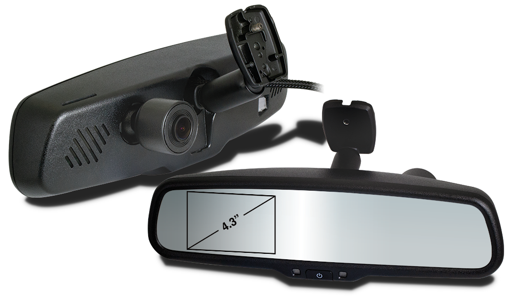 Parksafe PS7012 4.3” Rear view mirror monitor with built in 1080P DVR and front camera view.