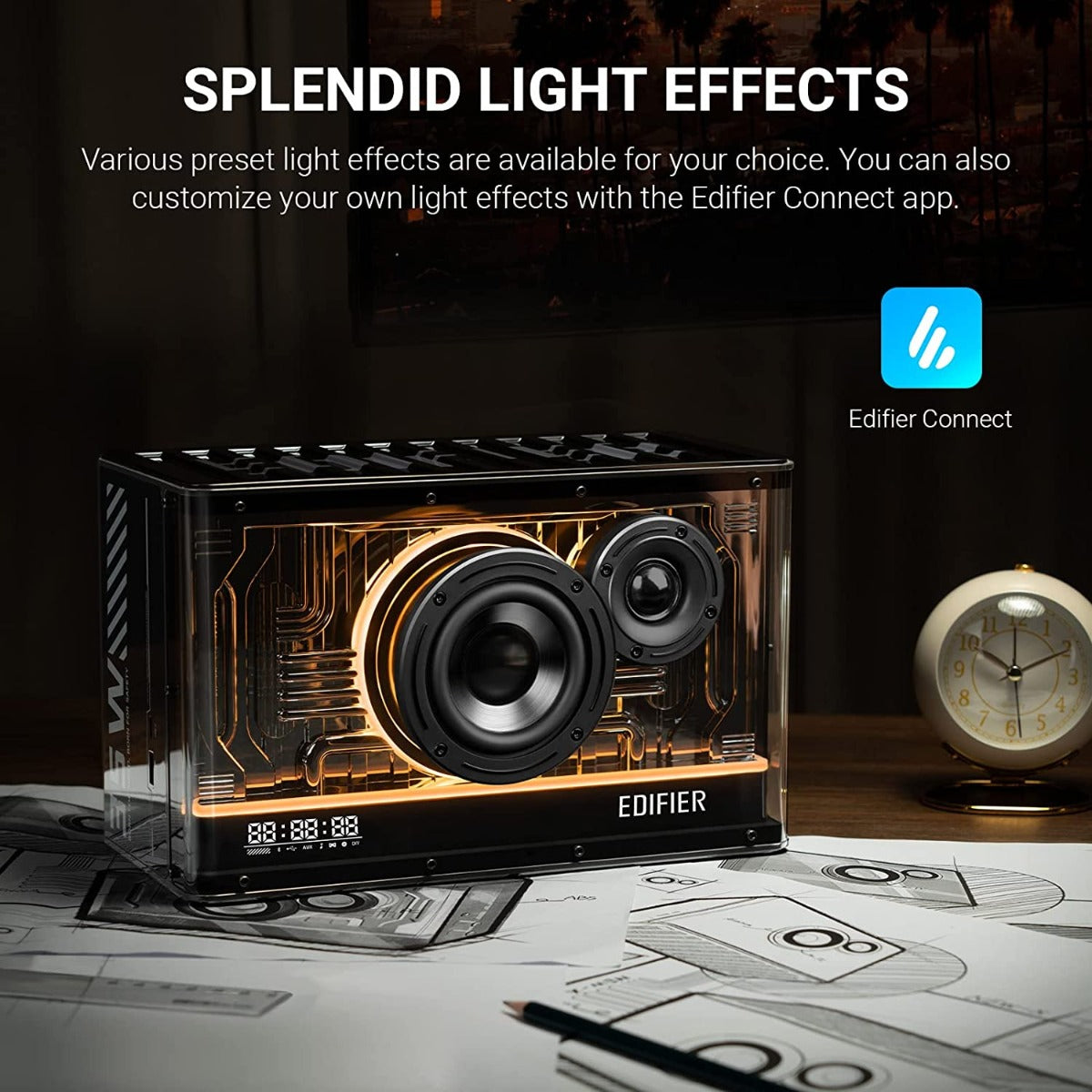EDIFIER QD35 Tabletop Bluetooth Speaker with Light Effects - Black
