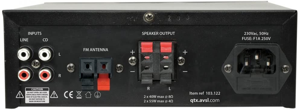 QTX KAD-2BT Digital Stereo Amplifier with Bluetooth 55w Tuner, USB & SD