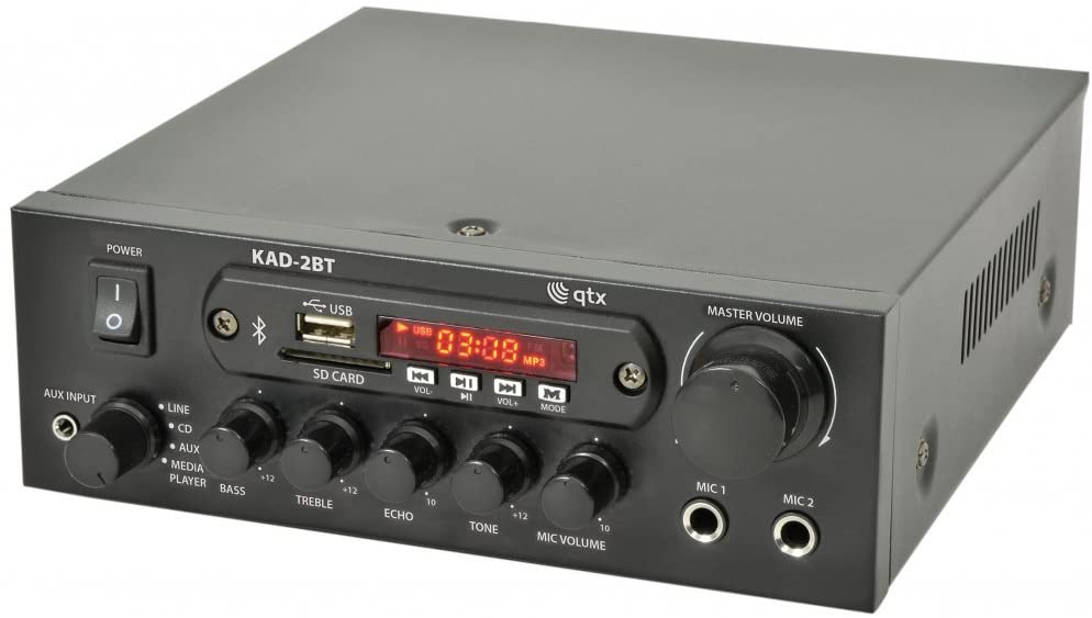 QTX KAD-2BT Digital Stereo Amplifier with Bluetooth 55w Tuner, USB & SD