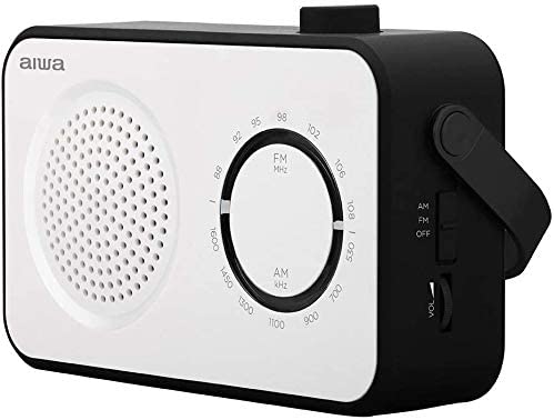 AIWA R-190BW Portable Radio, AM/FM, Mains & Battery, With Headphone Socket White/Black