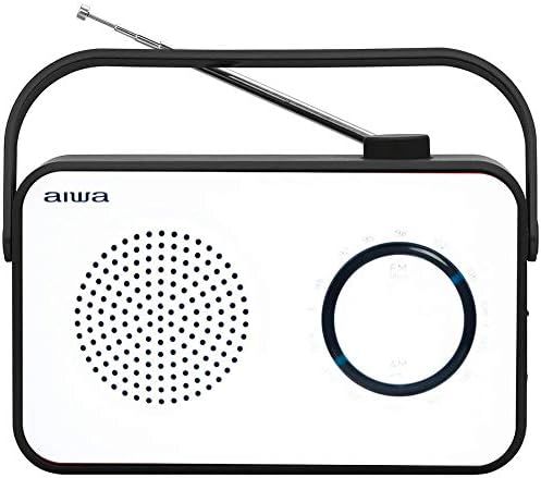 AIWA R-190BW Portable Radio, AM/FM, Mains & Battery, With Headphone Socket White/Black